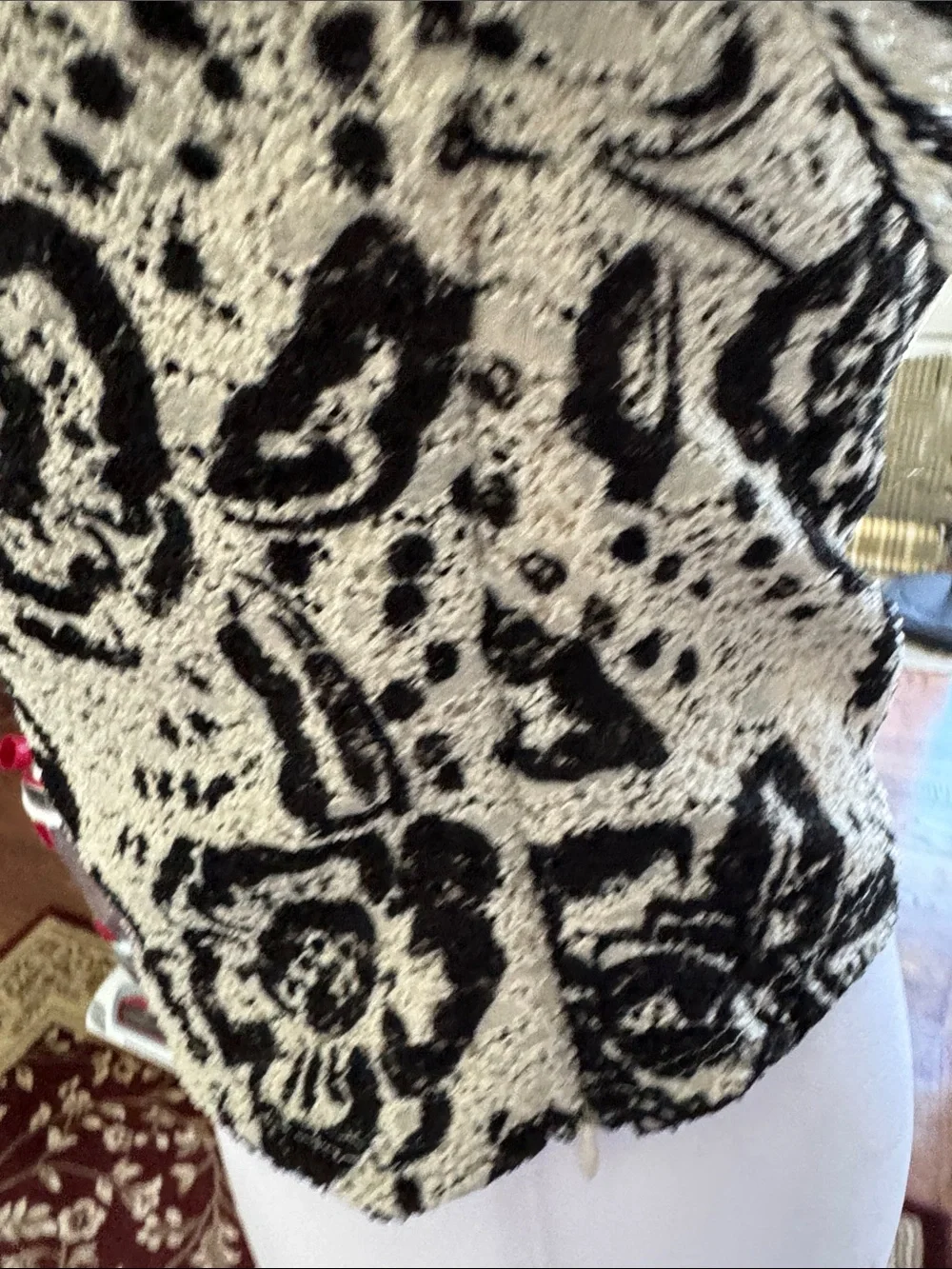 Free People Cream and Black Floral V-Neck Long Sleeve Top. Only worn once.